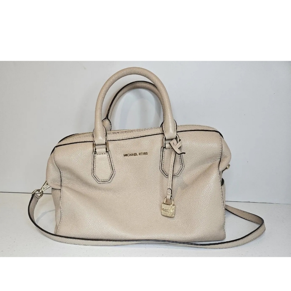 MICHAEL KORS MD Mercer studio leather Tan Beige DUFFLE Satchel handbag tote